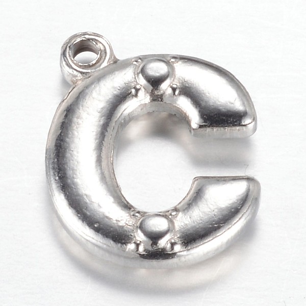 

PandaHall 201 Stainless Steel Charms, Letter C, Stainless Steel Color, 15.2x12.2x2.8mm, Hole: 1.2mm 201 Stainless Steel Letter C