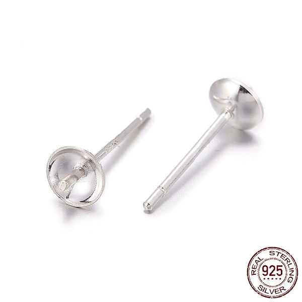 

PandaHall 925 Sterling Silver Stud Earring Findings, Silver, Tray: 4mm, 13mm, pin: 0.7mm Sterling Silver Silver
