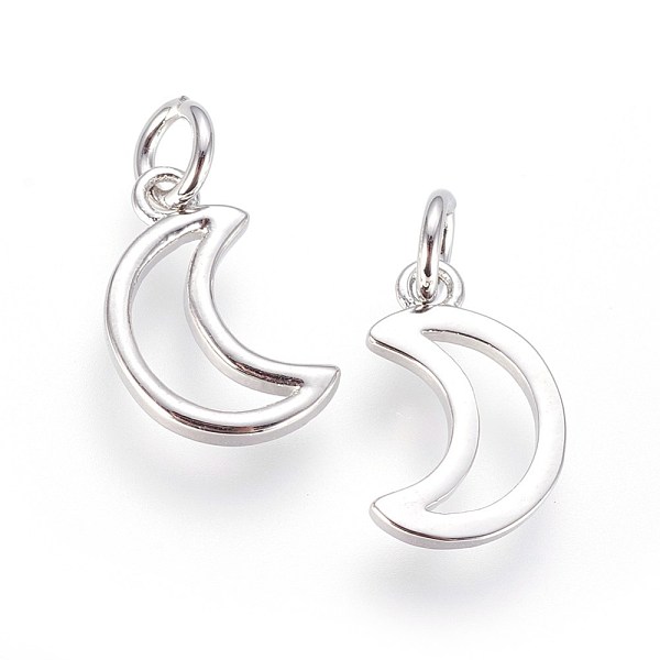 

PandaHall Brass Charms, with Jump Ring, Moon, Platinum, 13x9x1.5mm, Hole: 3mm Brass Moon