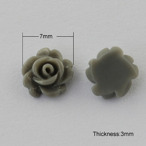 

PandaHall Resin Cabochons, Flower, Dark Gray, 7x3mm Resin Flower Gray