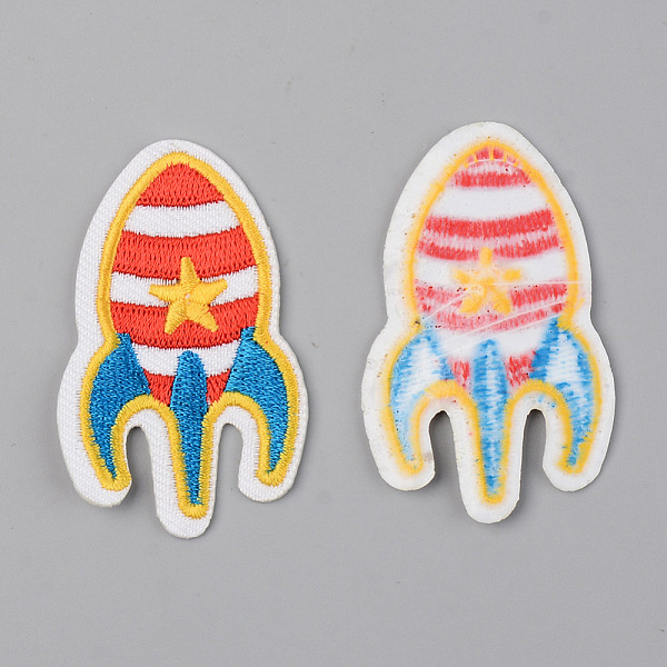 

PandaHall Computerized Embroidery Cloth Iron on/Sew on Patches, Appliques, Costume Accessories, Rocket, Colorful, 55x34x1.5mm Cloth Others