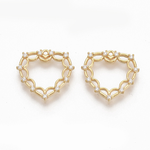 

PandaHall Brass Micro Pave Clear Cubic Zirconia Pendants, Nickel Free, Heart, Real 18K Gold Plated, 16x16x2mm, Hole: 1mm Brass+Cubic...