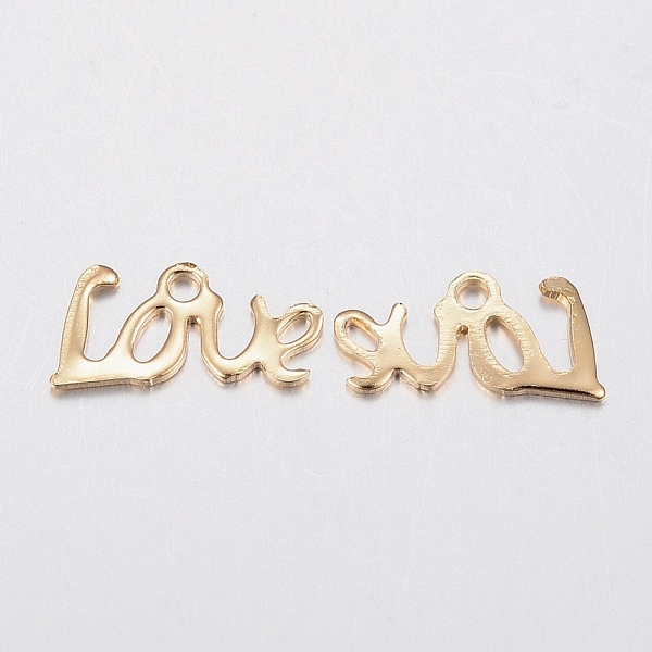 

PandaHall 304 Stainless Steel Charms, Word Love, Golden, 6x13x0.8mm, Hole: 1.2mm 304 Stainless Steel Word