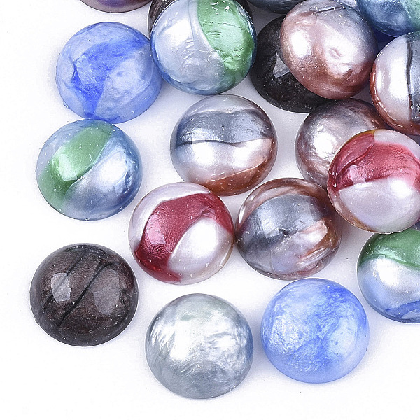 

PandaHall Two Tone Resin Cabochons, Half Round/Dome, Mixed Color, 13.5x6.5mm Resin Half Round Multicolor