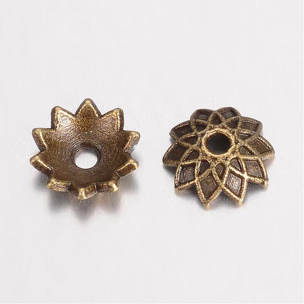 

PandaHall Alloy Bead Caps Enamel Settings, Multi-Petal Flower, Antique Bronze, 7.5x2mm, Hole: 1.5mm Alloy Flower