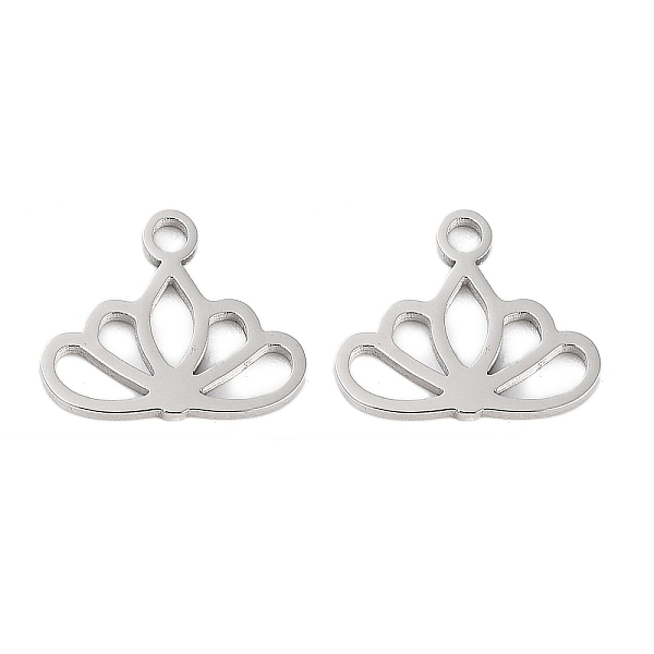 

PandaHall 316 Surgical Stainless Steel Charms, Laser Cut, Lotus Charm, Stainless Steel Color, 10.5x13x1mm, Hole: 1.5mm 316 Surgical...