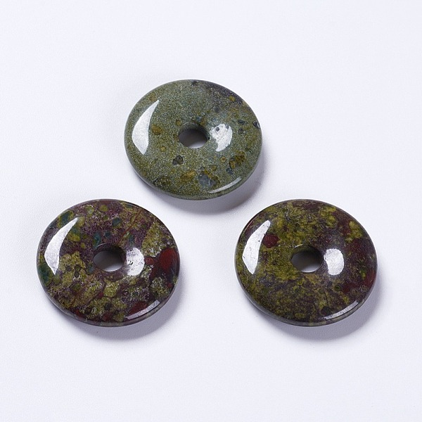 

PandaHall Natural Dragon Blood Pendants, Donut/Pi Disc, 40~40.5x6~7.5mm, Hole: 8mm Dragon Blood Donut