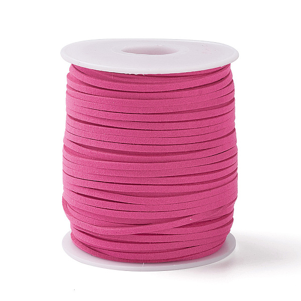 

PandaHall 45M Faux Suede Cord, Faux Suede Lace, Hot Pink, 2~2.5x1.5~2mm, about 50 Yards(45m)/Roll Faux Suede