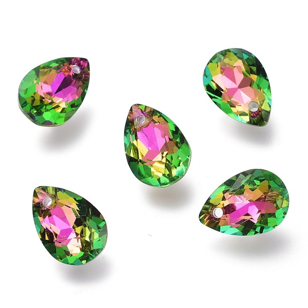 

PandaHall Glass Rhinestone Pendants, Back Plated, Faceted, Teardrop, Vintage Rose, 11.5x8x5mm, Hole: 1.5mm Rhinestone Teardrop Green