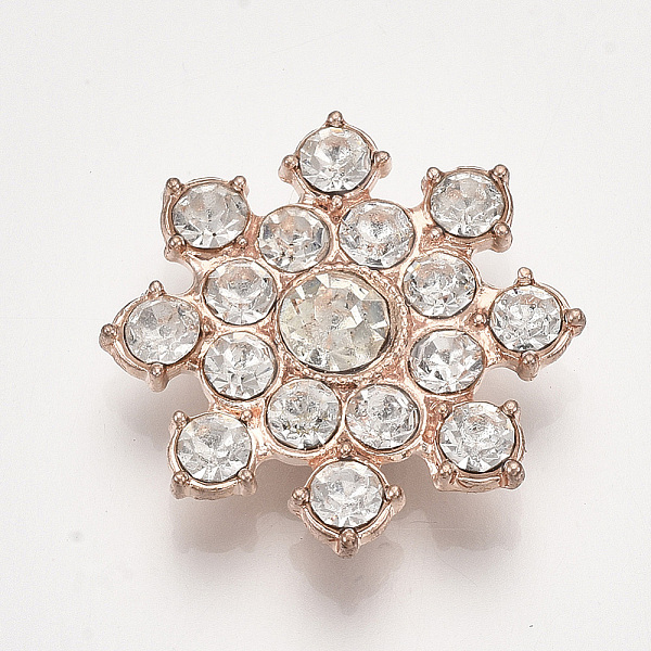 

PandaHall Alloy Rhinestone Cabochons, Snowflake, Crystal, Rose Gold, 23x23x5mm Alloy+Rhinestone Snowflake Clear