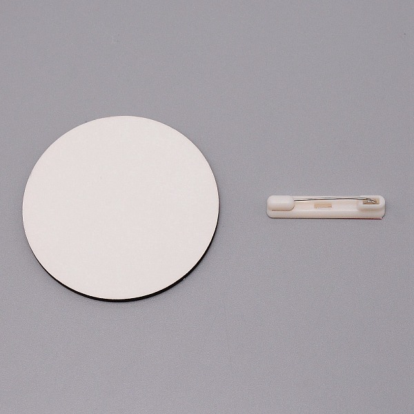 

PandaHall Medium Density Fiberboard (MDF) Sheet Brooch Findings, with Plastic Back Bar Pins, Stamping Blank Tag, Flat Round, White, 60x3mm...