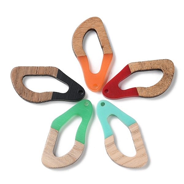 

PandaHall Opaque Resin & Wood Pendants, Leaf Charms, Mixed Color, 38x20x3mm, Hole: 2mm Resin+Wood Leaf Multicolor
