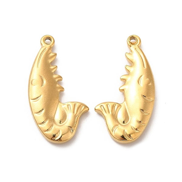 

PandaHall Vacuum Plating 201 Stainless Steel Pendants, Shrimp Charm, Real 18K Gold Plated, 25x13x3mm, Hole: 1.5mm 201 Stainless Steel Shrimp