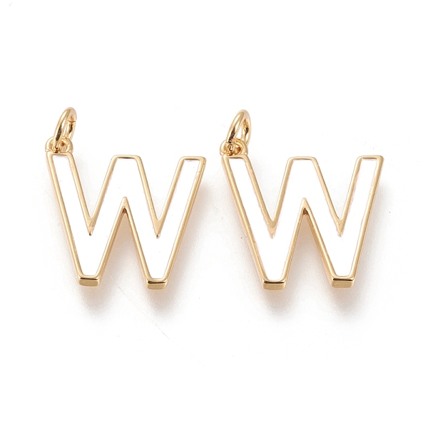 

PandaHall Brass Enamel Pendants, with Jump Ring, Long-Lasting Plated, Real 18K Gold Plated, Letter.W, White, Letter.W, W: 18x17x1.8mm, Jump...