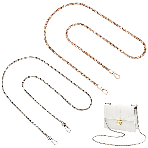 

PandaHall PH 2 Colors Snake Bag Chain, 45.3 Inch Metal Flat Bag Chain Crossbody Strap Replacement Shoulder Straps Replacement Chain with...
