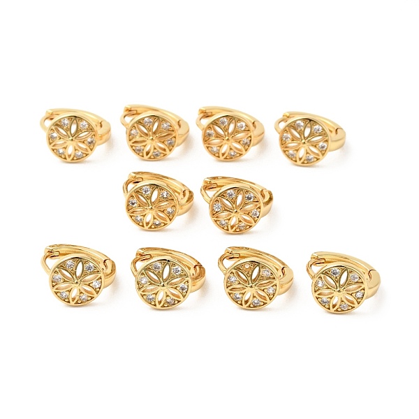 

PandaHall Cubic Zirconia Flower Hoop Earrings, Real 18K Gold Plated Brass Jewelry for Women, Cadmium Free & Nickel Free & Lead Free, Clear...