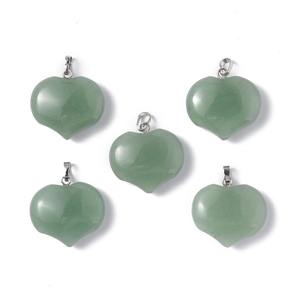 

PandaHall Natural Green Aventurine Pendants, Heart Charms, with Platinum Tone Brass Findings, 23.5x25x8.5mm, Hole: 5x3.5mm Green Aventurine...