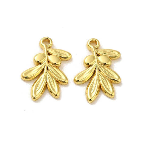 

PandaHall 304 Stainless Steel Pendants, Leafy Branch Charms, Real 18K Gold Plated, 15x10x2mm, Hole: 1.2mm 304 Stainless Steel Leaf