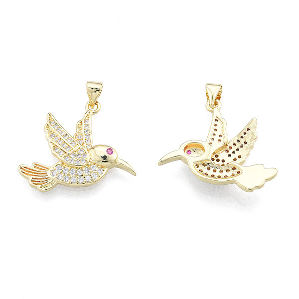 

PandaHall Brass Micro Pave Cubic Zirconia Pendants, with Brass Snap on Bails, Real 18K Gold Plated, Nickel Free, Bird, Clear, 24x22x4mm...