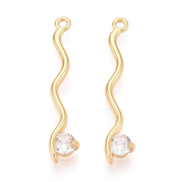 Pendenti in ottone con micro pavé di zirconi cubici trasparenti