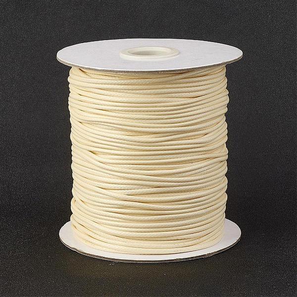 

PandaHall Eco-Friendly Korean Waxed Polyester Cord, Cornsilk, 3mm, about 41.01~41.56 Yards(37.5~38m)/Roll Waxed Polyester Cord Round Gold