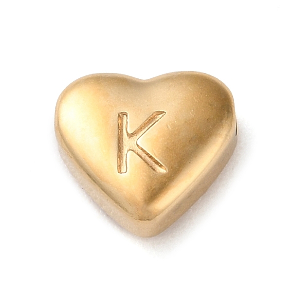 

PandaHall 201 Stainless Steel Beads, Golden, Heart, Letter K, 7x8x3.5mm, Hole: 1.5mm 201 Stainless Steel Letter K