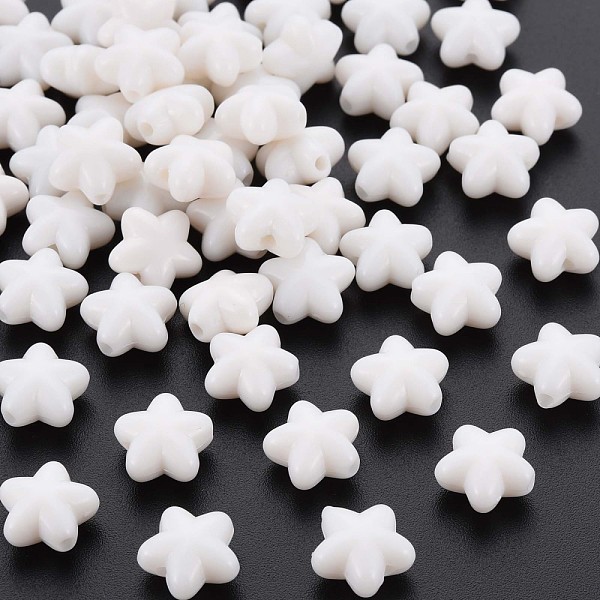 

PandaHall Opaque Acrylic Beads, Star, Creamy White, 10x10.5x6mm, Hole: 1.6mm, about 1690pcs/500g Acrylic Star White