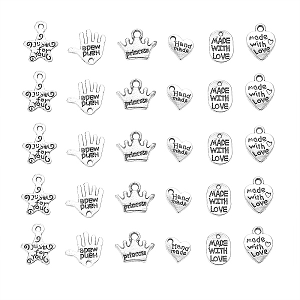 

PandaHall 60Pcs 6 Style Tibetan Style Alloy Pendants, Cadmium Free & Lead Free, Heart with Word Made with Love, For Valentine's Day...