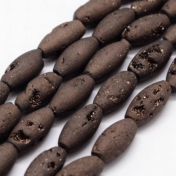 

PandaHall Electroplated Natural Druzy Geode & Dyed Agate Bead Strands, Rice, Coconut Brown, 17x8mm, Hole: 1.5mm, about 12pcs/strand, 7.67...