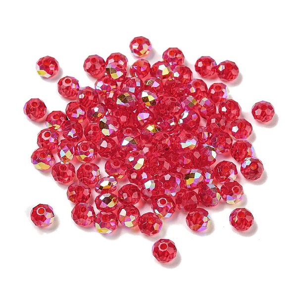 

PandaHall Electroplate Glass Beads, Rondelle, Crimson, 6x4mm, Hole: 1.4mm, 100pcs/bag Glass Rondelle Pink