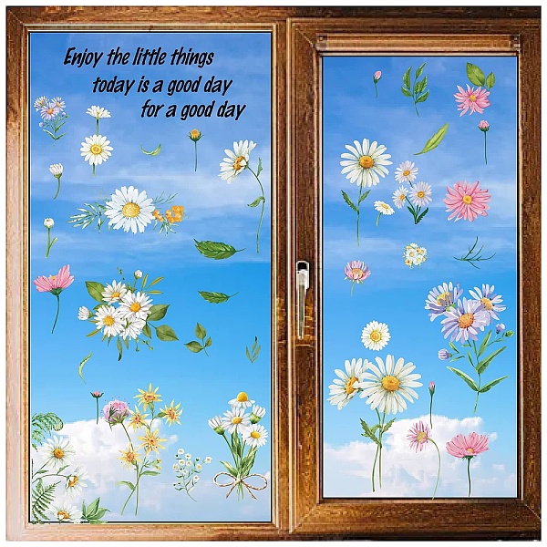 

PandaHall 8 Sheets 8 Styles PVC Waterproof Wall Stickers, Self-Adhesive Decals, for Window or Stairway Home Decoration, Rectangle, Flower...