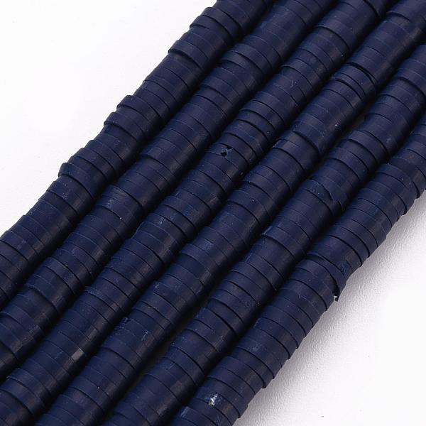 

PandaHall Handmade Polymer Clay Beads, Disc/Flat Round, Heishi Beads, Midnight Blue, 5x1mm, Hole: 2mm, about 380~400pcs/strand, 17.7 inch...