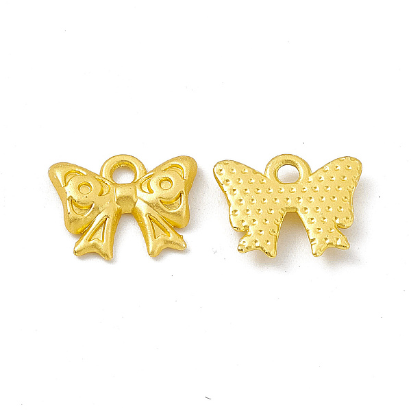 

PandaHall Rack Plating Alloy Charms, Cadmium Free & Lead Free & Nickle Free, Bowknot, Matte Gold Color, 10x13x2mm, Hole: 1.6mm Alloy Bowknot