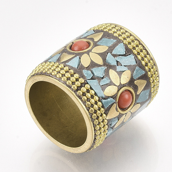 

PandaHall Handmade Indonesia Beads, with Brass Findings, Column, Dark Turquoise, 30x30.5mm, Hole: 22mm Polymer Clay Column Cyan