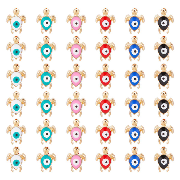 

PandaHall ARRICRAFT 60Pcs 6 Colors Golden Tone Alloy Enamel Beads, Tortoise with Evil Eye, Mixed Color, 8x7.5x4mm, Hole: 1mm, 10pcs/color..., Multicolor