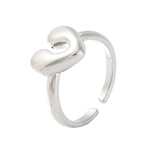 

PandaHall Rack Plating Brass Open Cuff Rings, Cadmium Free & Lead Free, Long-Lasting Plated, Heart, Platinum, US Size 7(17.3mm) Brass Heart