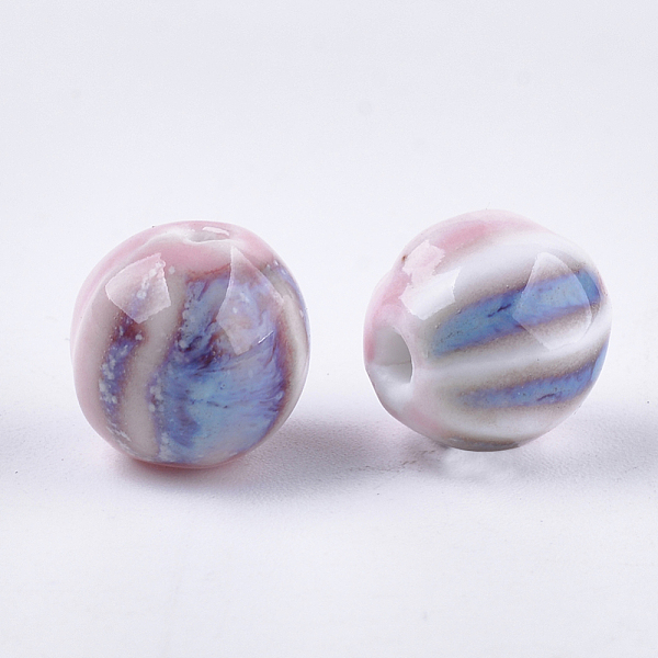 

PandaHall Handmade Porcelain Beads, Fancy Antique Glazed Porcelain, Round, Pink, 11~12x10~11x10~10.5mm, Hole: 2~2.5mm Porcelain Round Pink