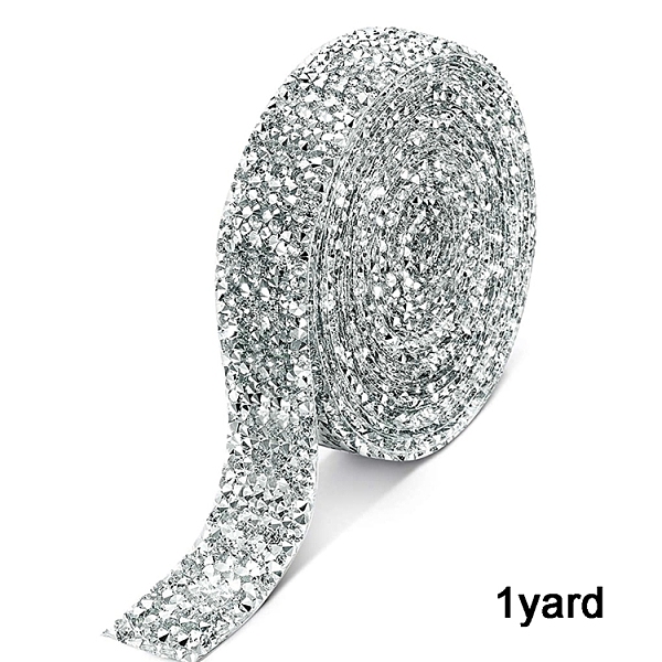 PandaHall Glitter Resin Hotfix Rhinestone(Hot Melt Adhesive On The Back), Rhinestone Trimming, Costume Accessories, Silver, 15x2.2mm Resin...