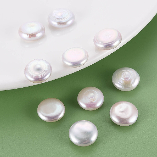 

PandaHall Natural Keshi Pearl Beads, Cultured Freshwater Pearl, No Hole/Undrilled, Flat Round, Seashell Color, 13~14x4.5~7.5mm Keshi Pearl...