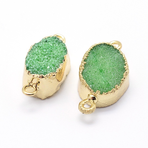 

PandaHall Natural & Electroplated Druzy Agate Links connectors, with Brass Findings, Oval, Golden, Mixed Color, 22~24x10~12x6~10mm, Hole..., Multicolor