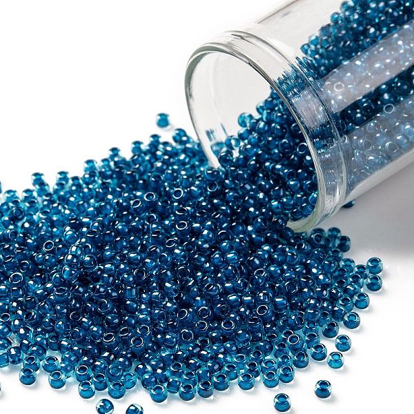 

PandaHall TOHO Round Seed Beads, Japanese Seed Beads, (932) Inside Color Aqua/Capri Lined, 11/0, 2.2mm, Hole: 0.8mm, about 1110pcs/10g Glass..., Cyan