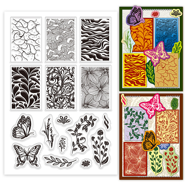 

PandaHall PH Retro Texture Clear Stamps Flower Clear Stamps Butterflies Silicone Stamps Plants Rubber Stamps Transparent Clear Stamps Seal...