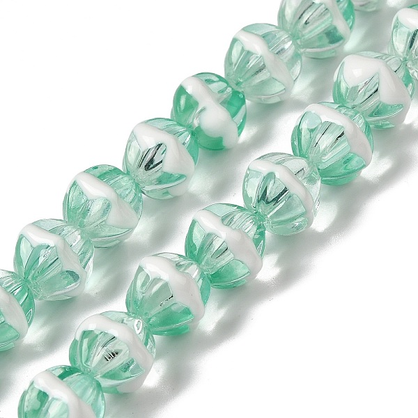 

PandaHall Handmade Lampwork Beads Strands, with Enamel, Pumpkin, Aquamarine, 10~10.5x11~12x10~10.5mm, Hole: 0.9mm, about 38pcs/strand..., Green