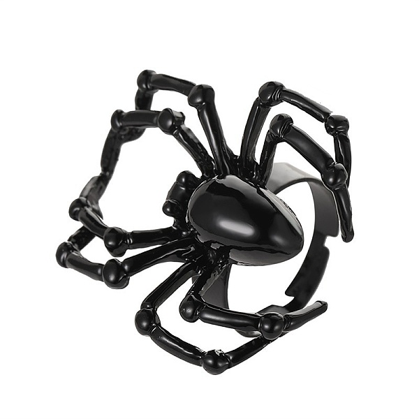 

PandaHall Alloy Spider Adjustable Ring for Halloween, Electrophoresis Black, Inner Diameter: 17.5~21mm Alloy Spider