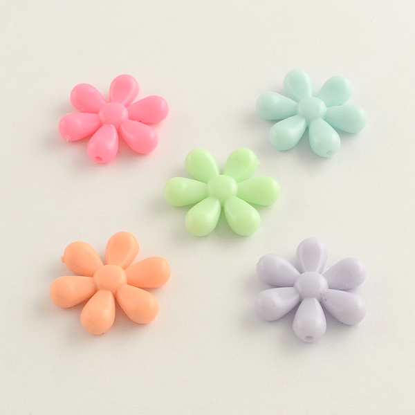 

PandaHall Opaque Acrylic Flower Beads, Mixed Color, 24x5mm, Hole: 2mm, about 450pcs/500g Acrylic Flower Multicolor