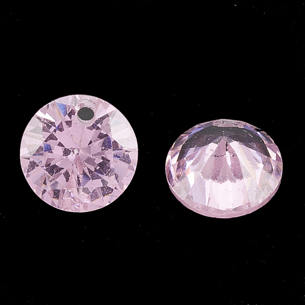 

PandaHall Cubic Zirconia Charms, Faceted, Flat Round, Pearl Pink, 8x4.5mm, Hole: 1mm Cubic Zirconia Flat Round Pink