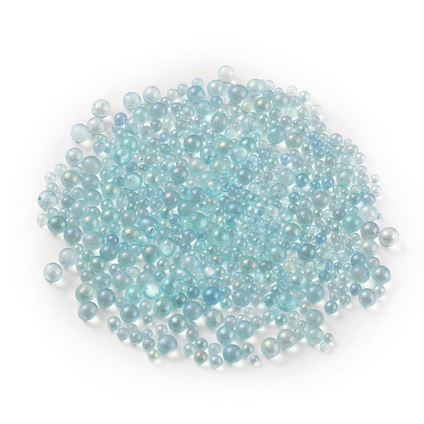 

PandaHall Glass Beads, No Hole, Round, Colors Vary in Shades, Light Blue, 0.4~3mm, 720~1000Pcs/bag Glass Round