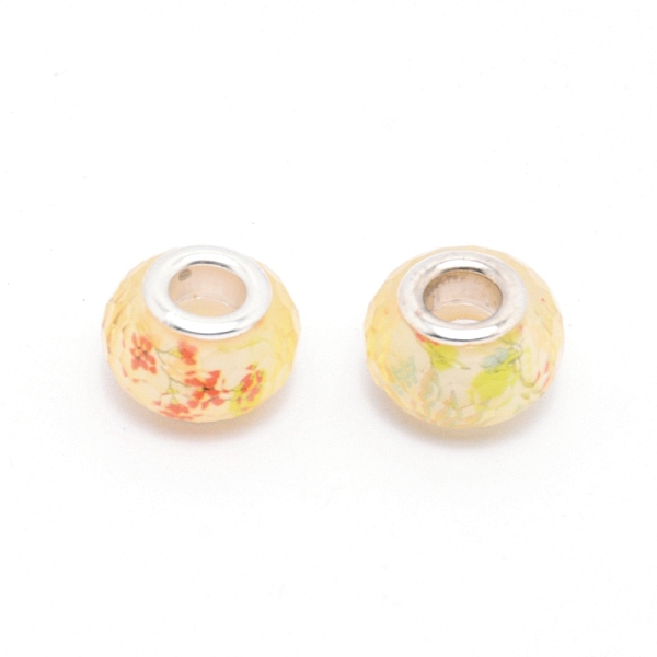 

PandaHall Resin European Beads, Large Hole Beads, with Platinum Color Alloy Cores, Rondelle, Yellow, 13.5x9mm, Hole: 5mm Resin Rondelle...