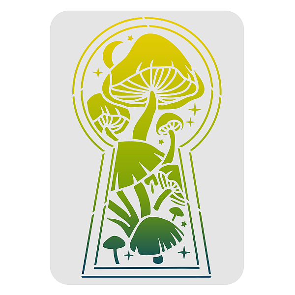 PandaHall FINGERINSPIRE Mushroom Stencil 29.7x21cm Mushrooms in The Crystal Ball Drawing Stencil Crystal Ball Mushroom Stencil for Painting...
