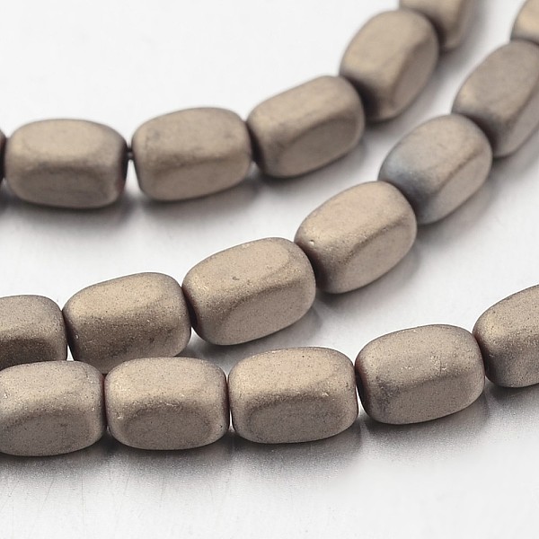 

PandaHall Electroplate Non-magnetic Synthetic Hematite Bead Strands, Frosted, Cuboid, Antique Bronze Plated, 5x3mm, Hole: 1mm, about...